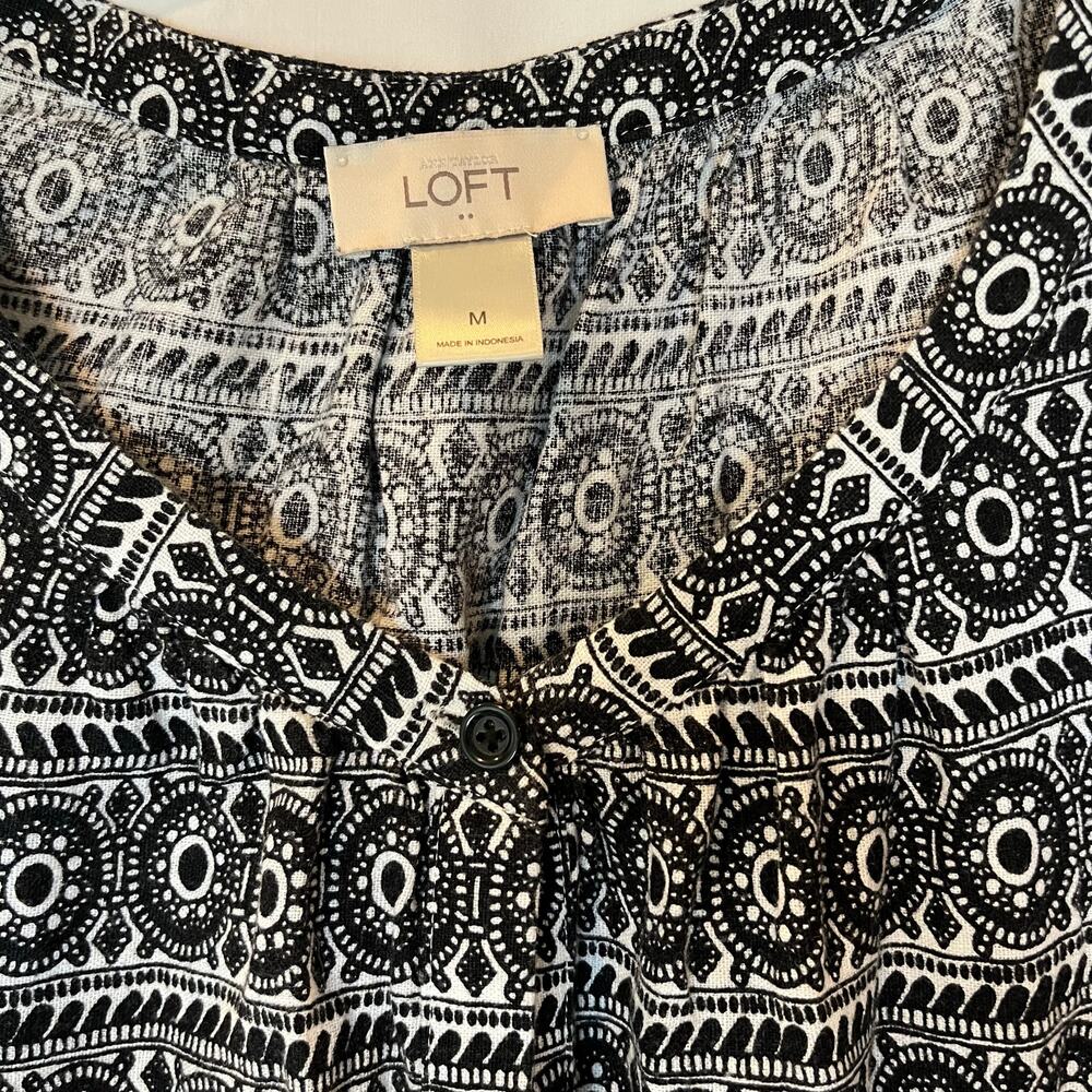 Ann Taylor LOFT Women's M Black White Geometric Sleeveless Romper Spring Summer - Picture 3 of 7